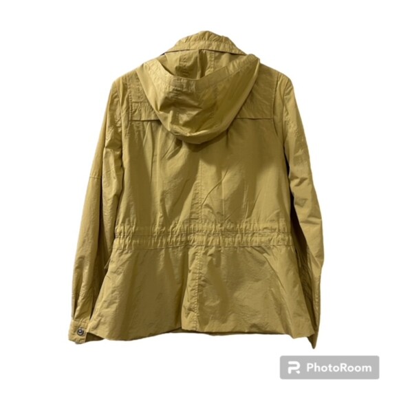 Gallery Yellow Gold Hooded Cotton Nylon Drawstring Waist Rain Jacket Size Medium - Picture 2 of 10